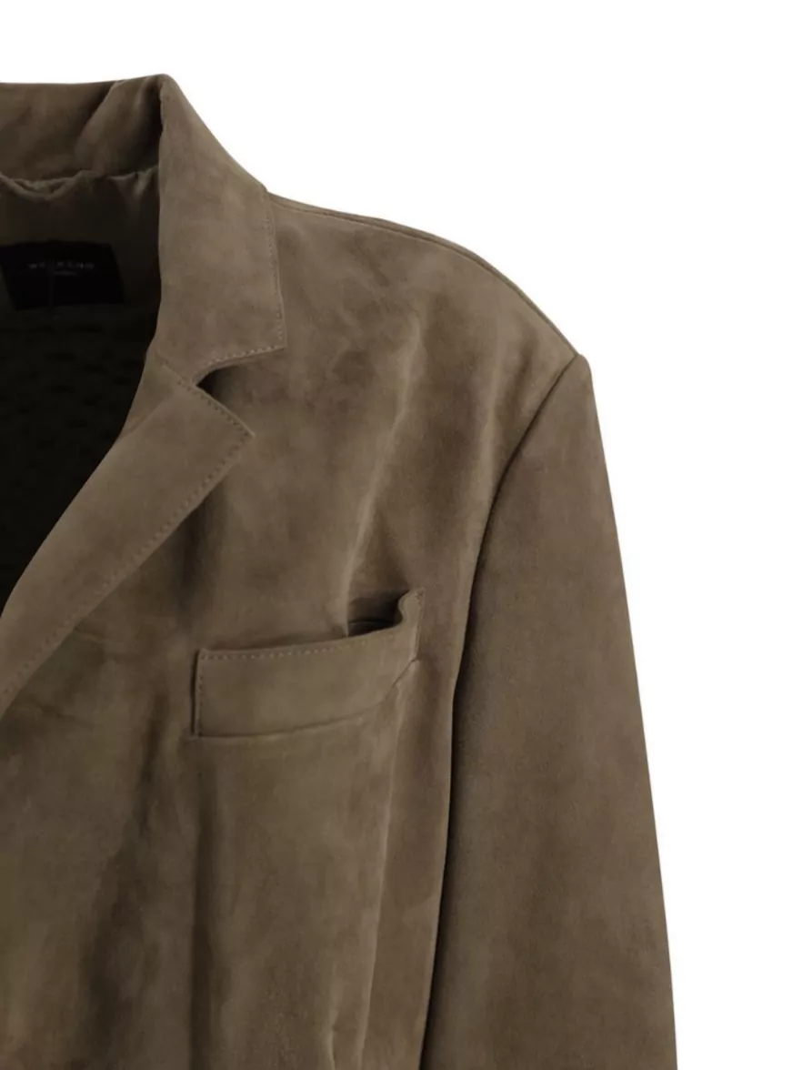 Weekend Max Mara Single-breasted Blazer In Soft Suede In Green