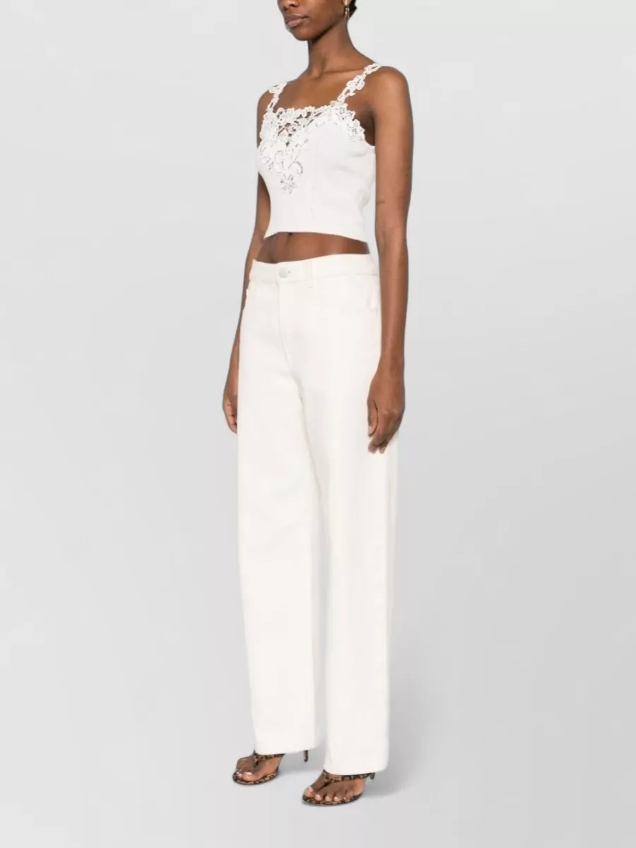 Ermanno Scervino Tank Top Lace Detail Cropped Ribbed Edges