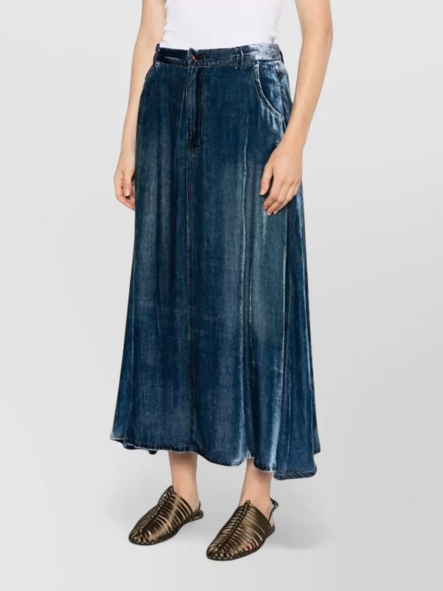 Pierre Louise Mascia Silk Velvet-Effect Panelled Midi Skirt