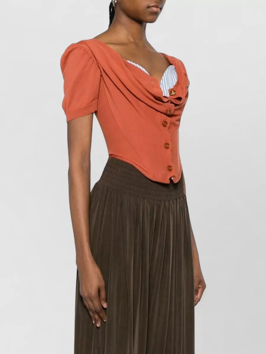 Vivienne Westwood Cotton Draped Off-Shoulder Short-Sleeve Blouse