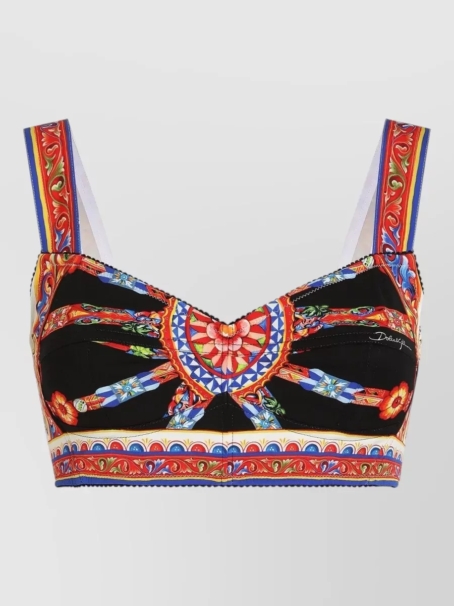 Dolce&Gabbana silk carretto-print charmeuse bra