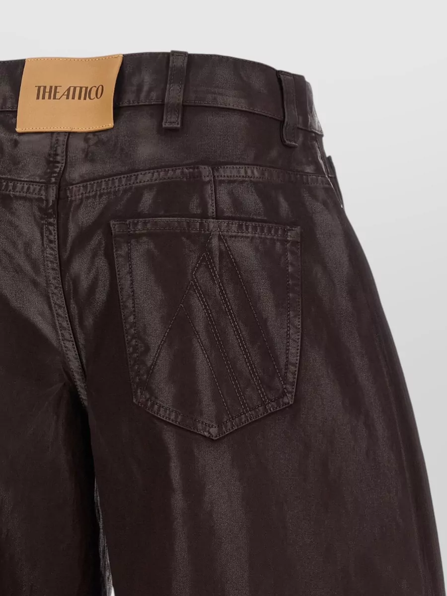 The Attico Coated Wide-Leg Cropped Denim Trousers