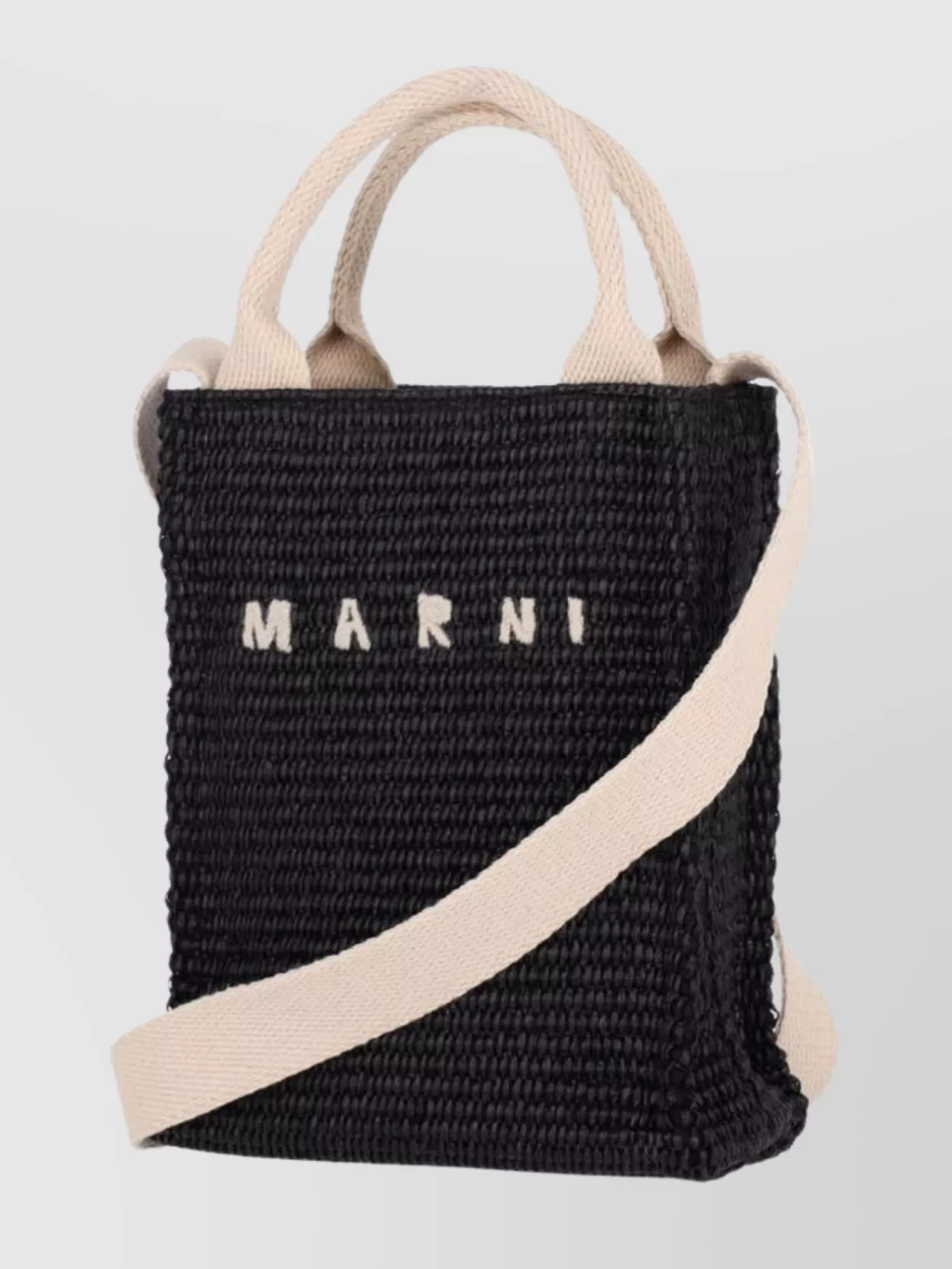 Marni Tote Bag With Contrast Handles And Woven Texture