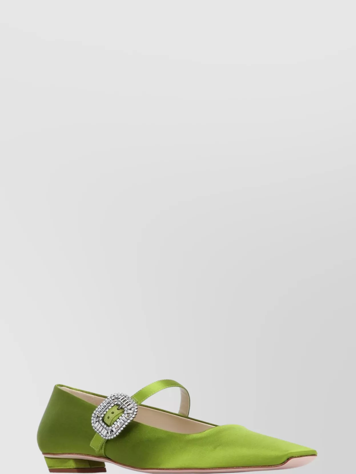 Roger Vivier Crystal Buckle Pointed Toe Satin Strap Shoes