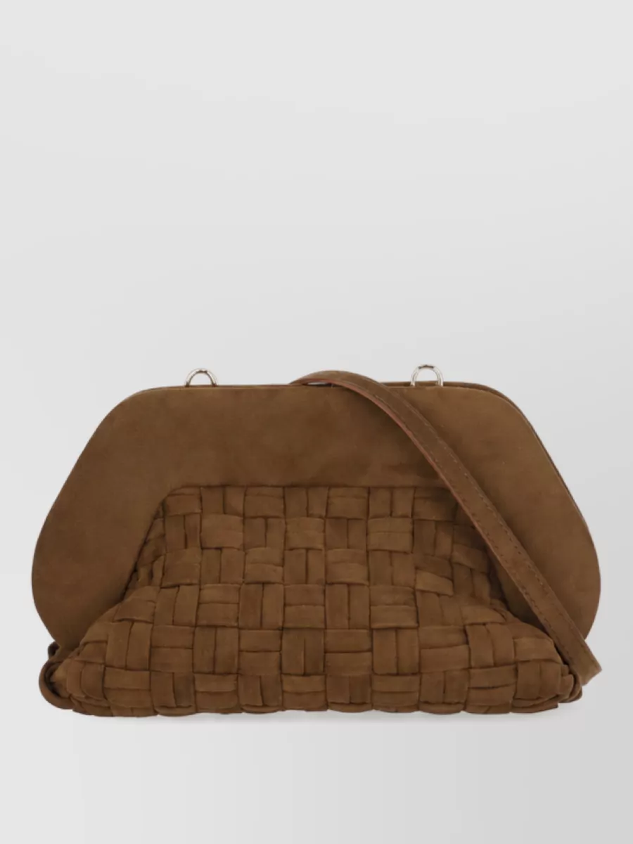 Themoiré hand recycled suede woven clutch bag
