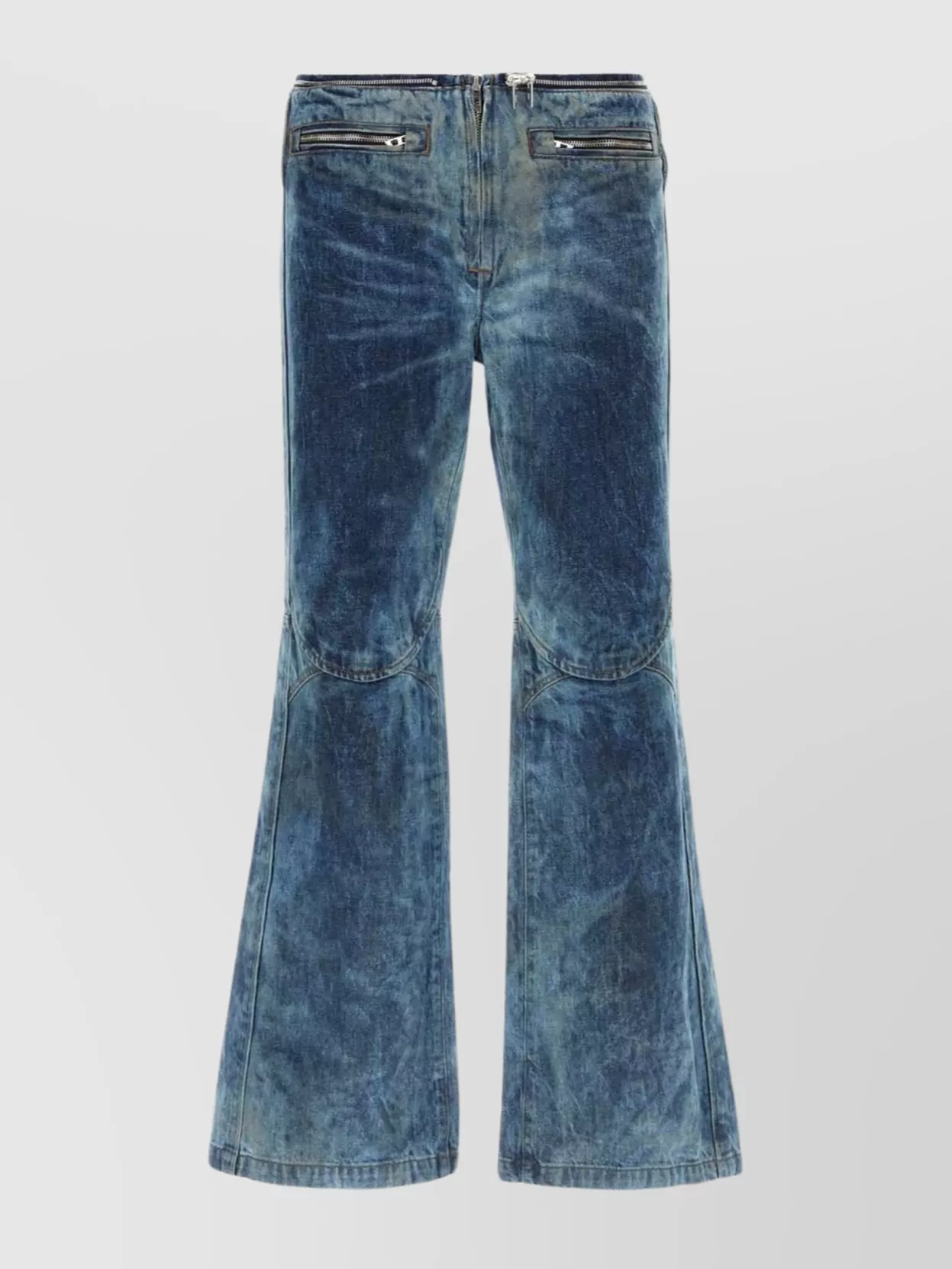 Diesel Wide-leg Jeans With Belt Loops And Contrast Stitching In Blue