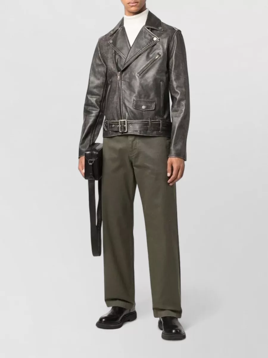 Golden Goose Distressed Bull Leather Chiodo Jacket