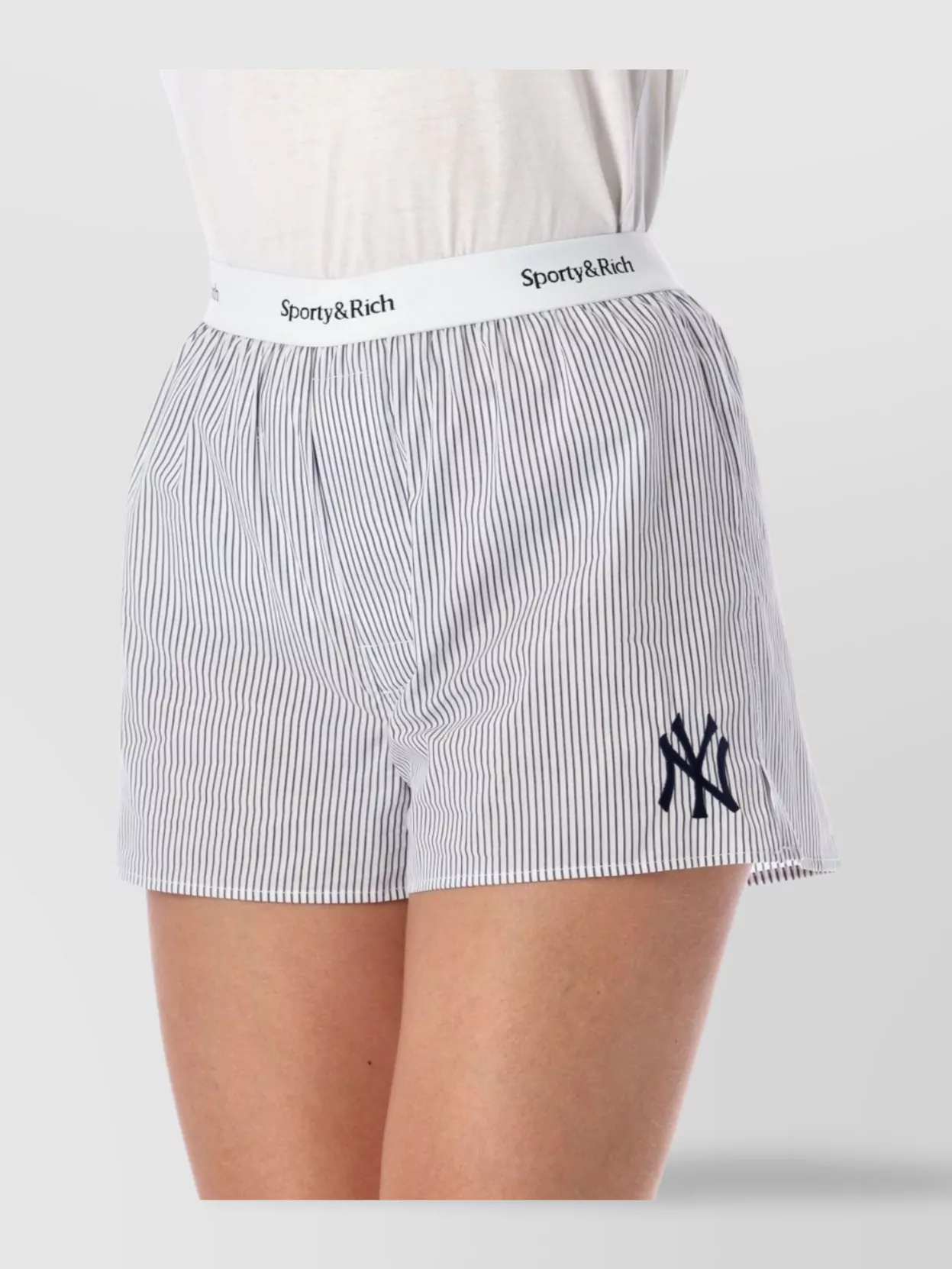 Sporty & Rich Striped Design Shorts Elastic Waistband