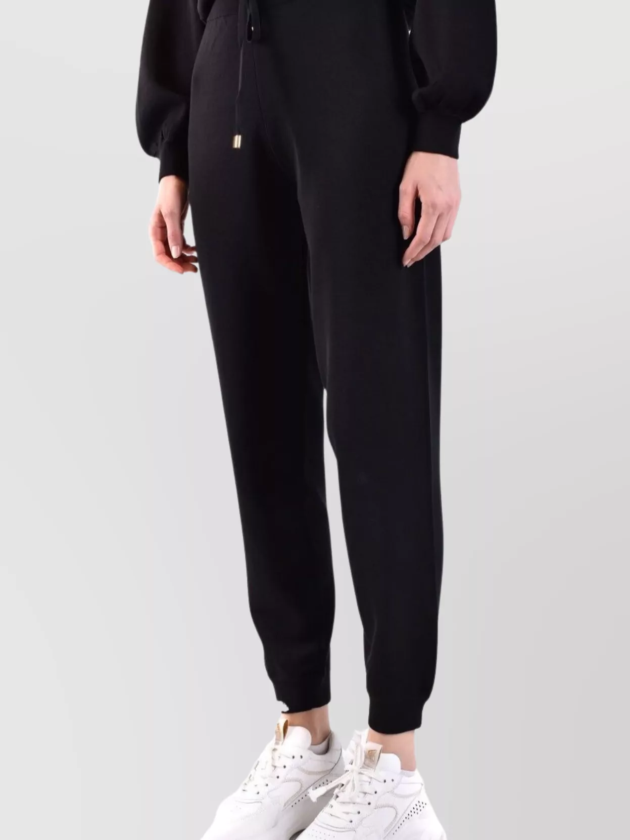 Pinko Trousers With Drawstring Waist And Elasticated Cuffs In Black