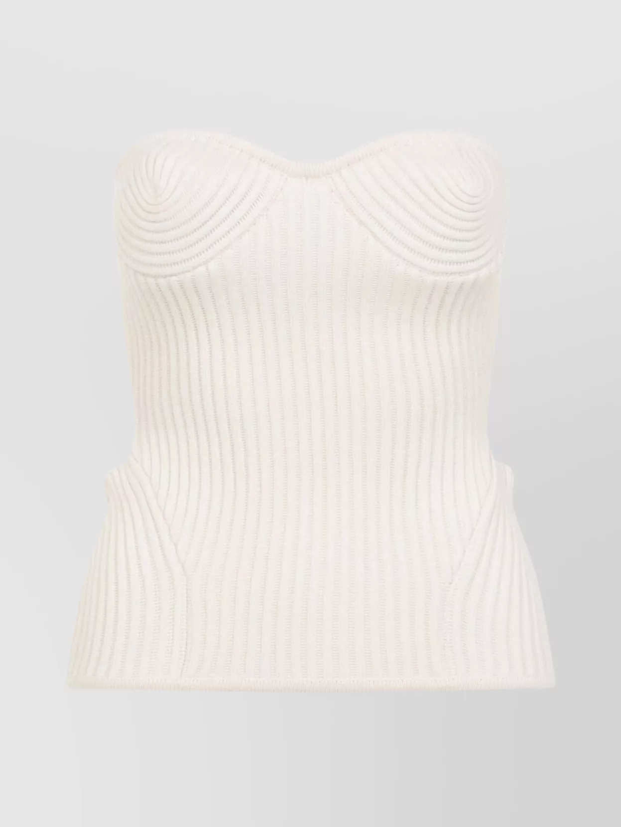 Jean Paul Gaultier Merino Wool Ribbed Stretch Strapless Top In White