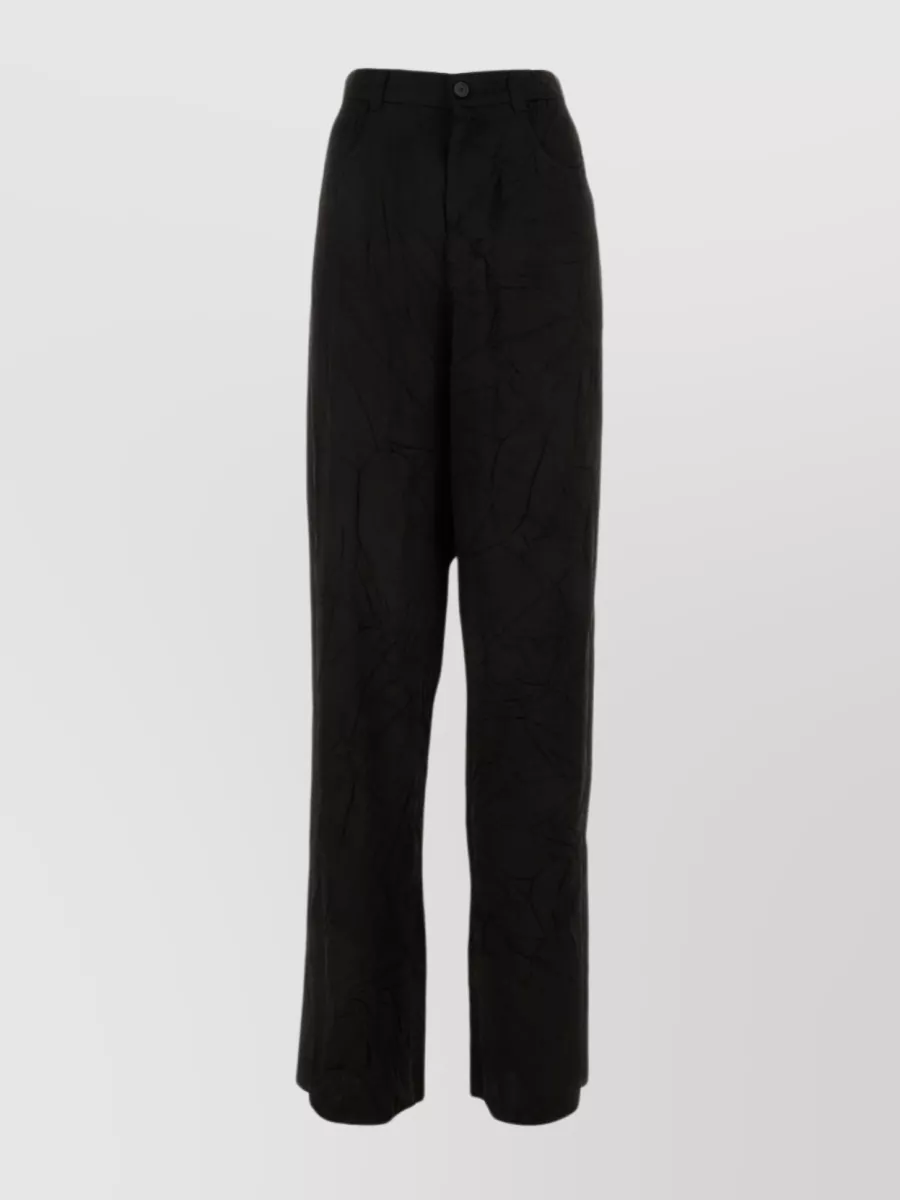 Balenciaga Satin Flared Hem High-waisted Trousers In Black