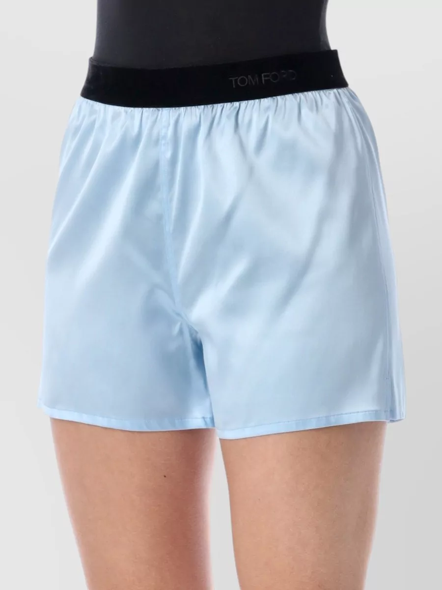 Tom Ford Stretch Silk Satin Relaxed Pj Shorts In Blue