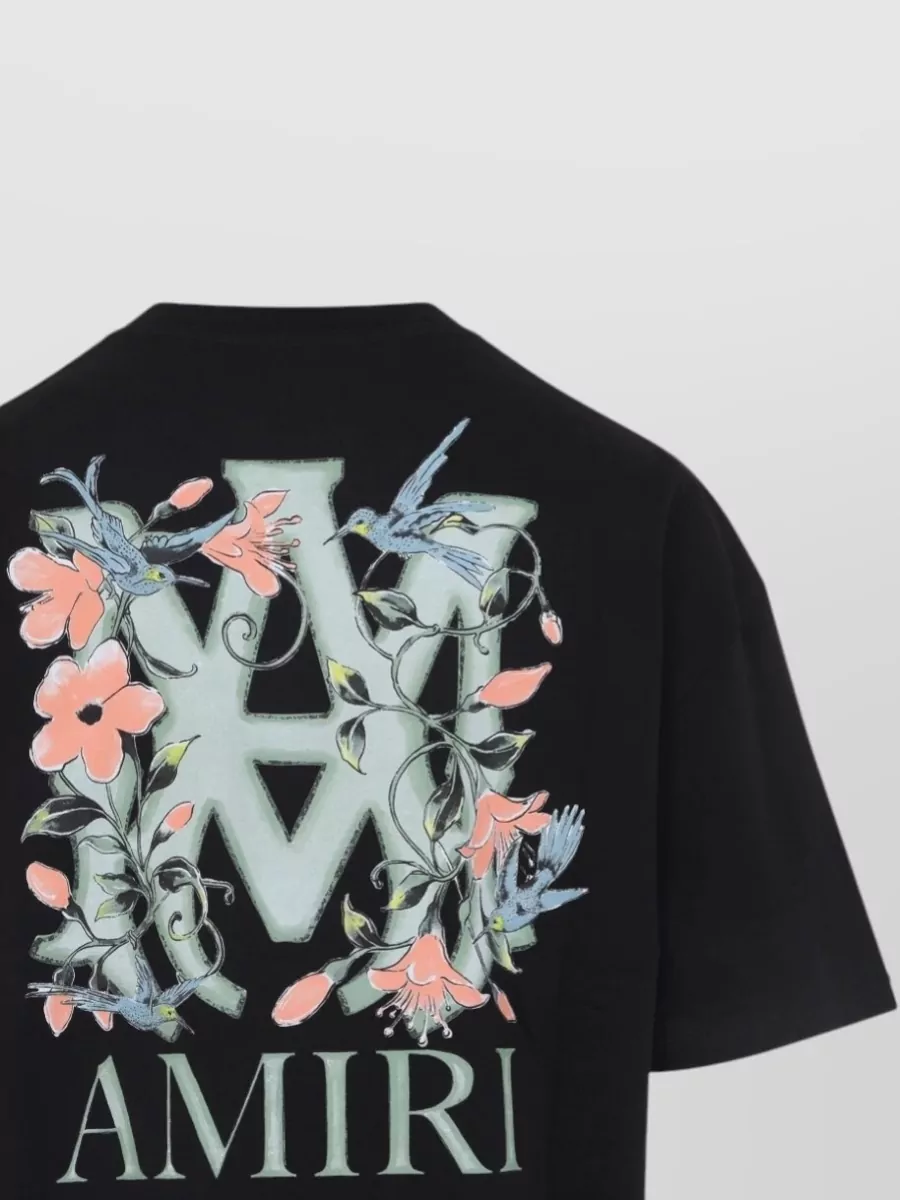 Amiri Floral-Print Logo-Print Cotton T-Shirt
