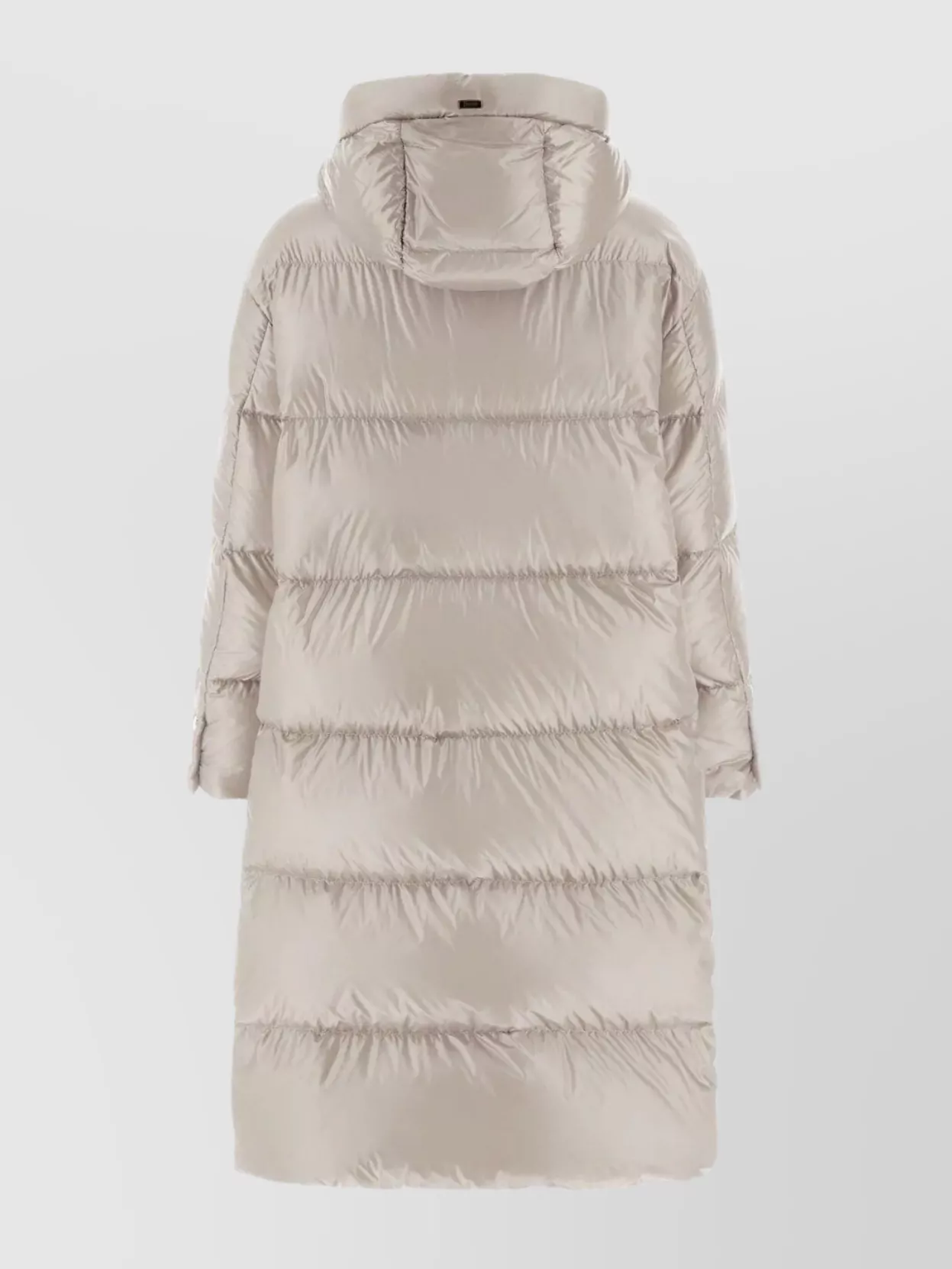 Herno Long Quilted Jacket With Hood And Pockets In Neutral