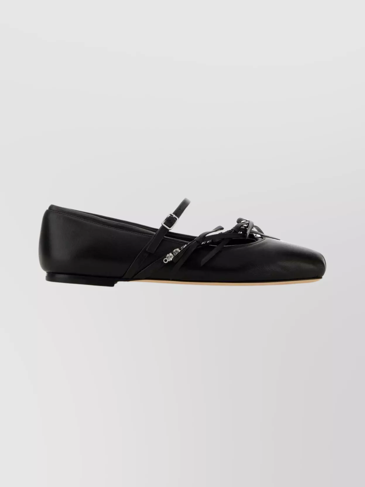 Jimmy Choo Loli Ballerina Shoes With Bow And Strap In Black