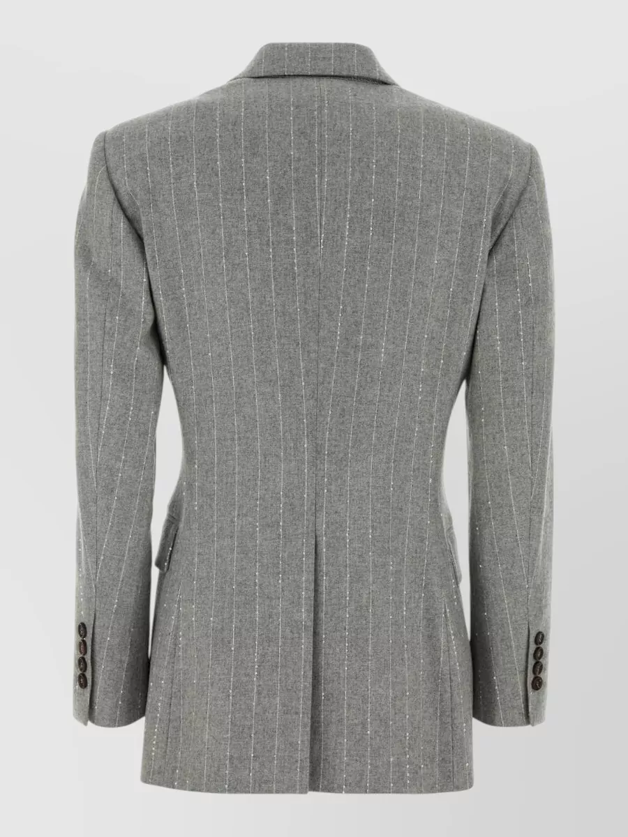 Brunello Cucinelli Embroidered Stretch Wool Blend Blazer