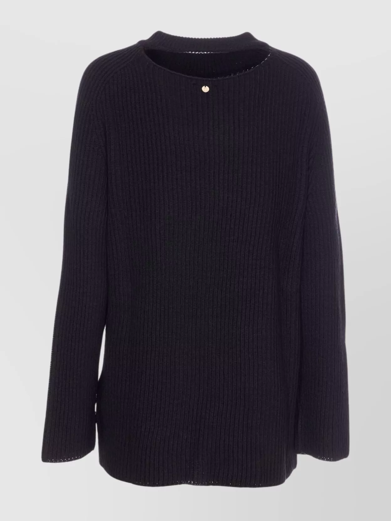 Liu •jo Oversized Round Neck Sweater With Cut Out In Gray