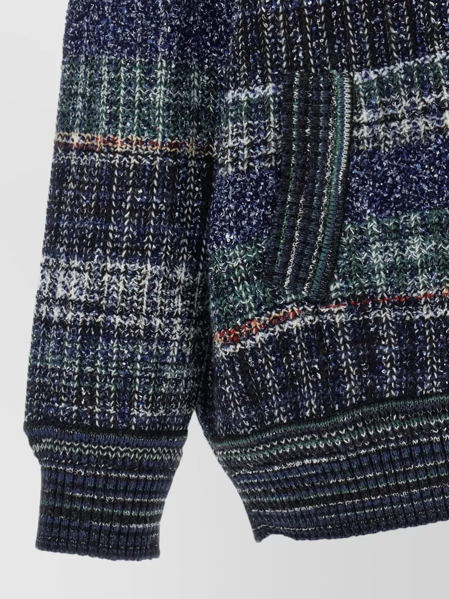 Missoni Wool Blend Checked Chunky Knit Maxi Cardigan