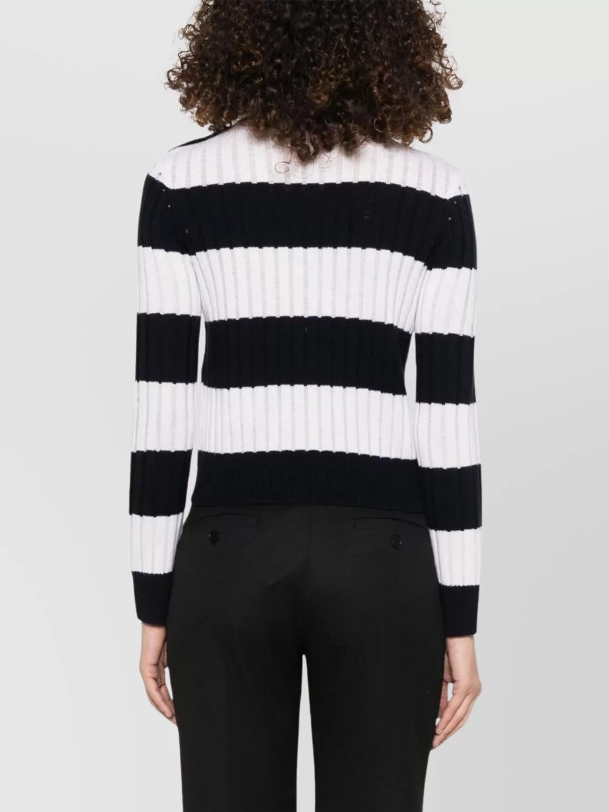 Max Mara Striped Crop Sweater In Wool And Cashmere