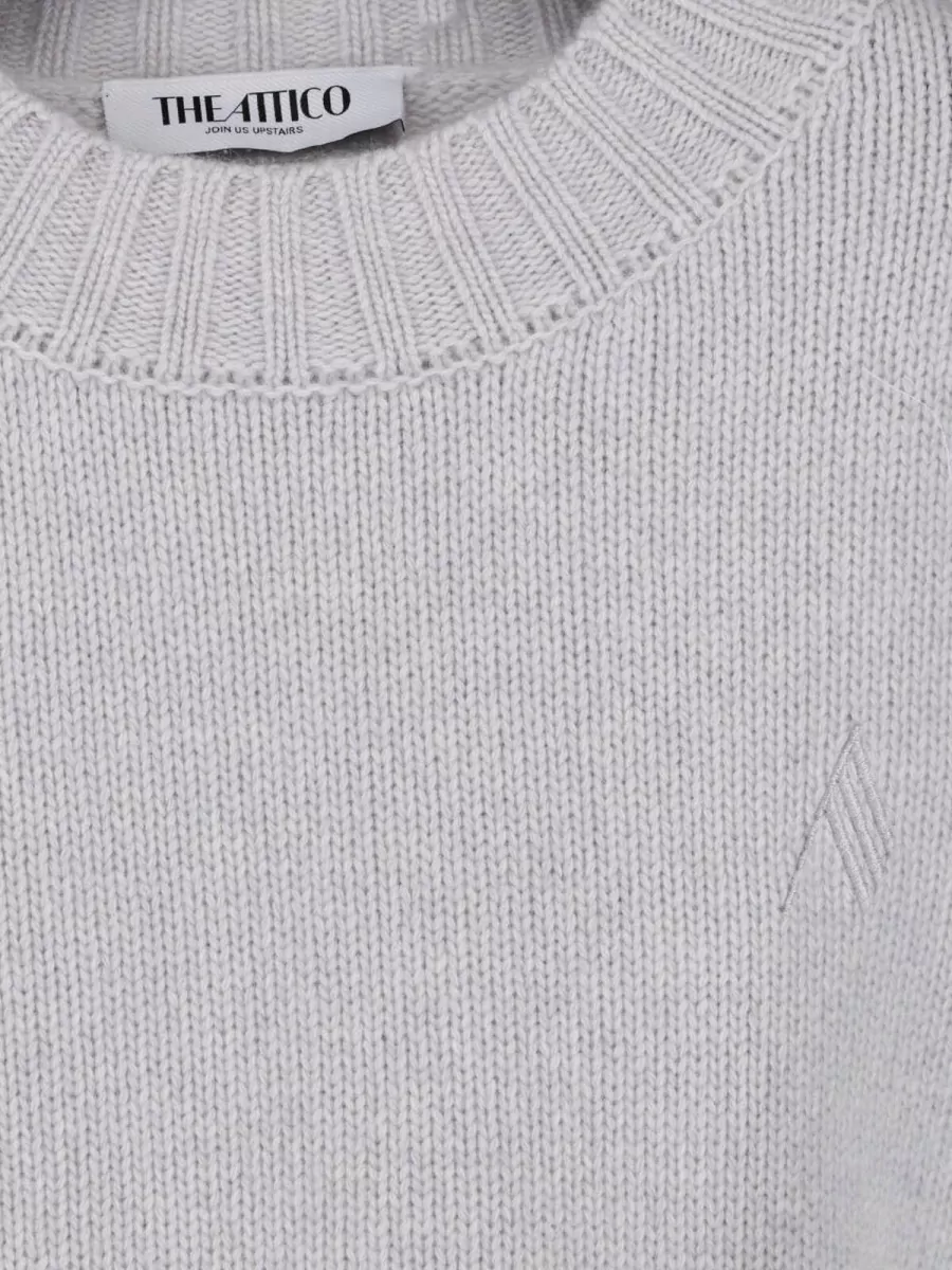 The Attico Cashmere Wool Asymmetric Hem Oversized Crewneck Sweater
