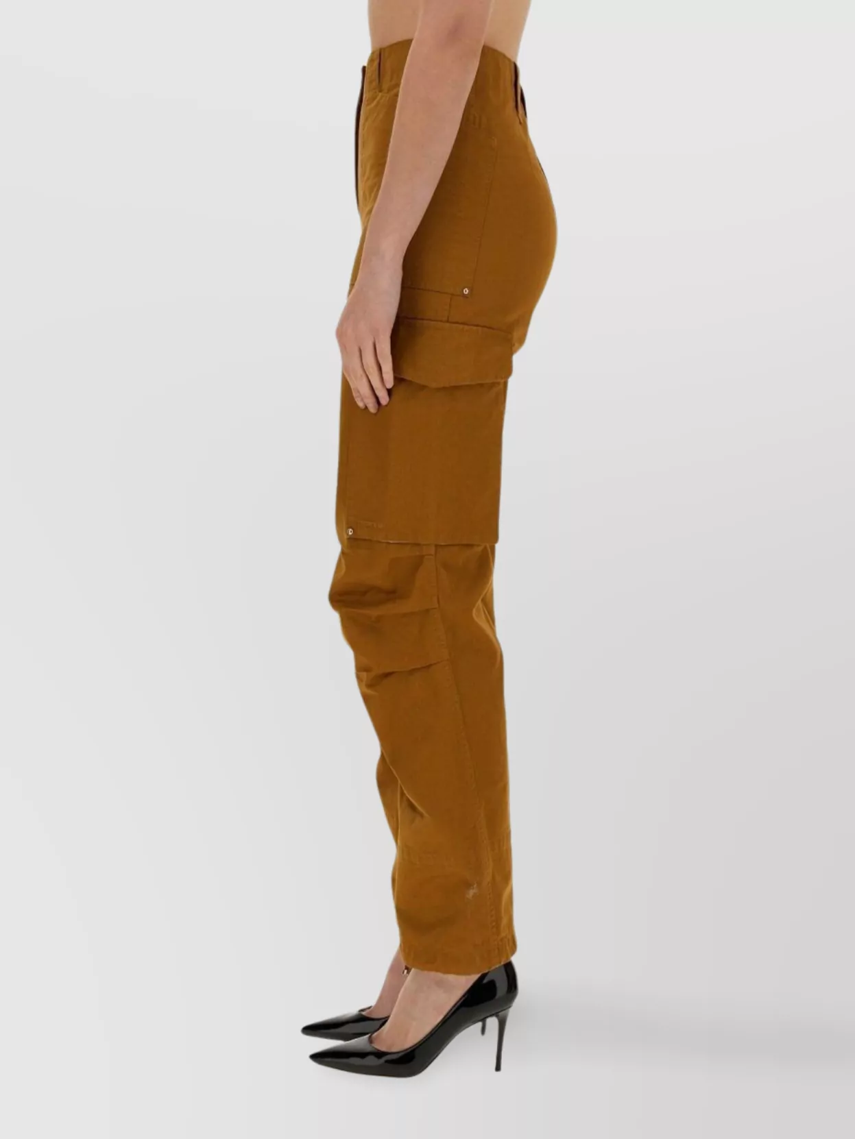 Paco Rabanne High Waist Wide Leg Trousers With Cargo Pockets