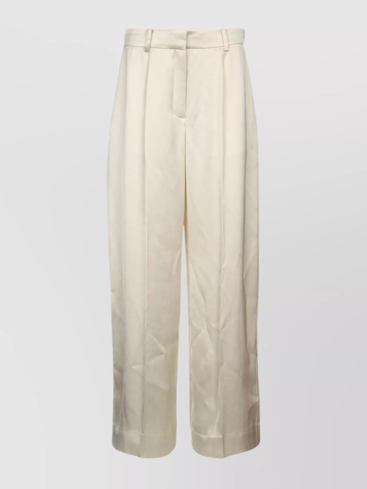 Totême High Waist Wide Leg Trousers With Pleats In White