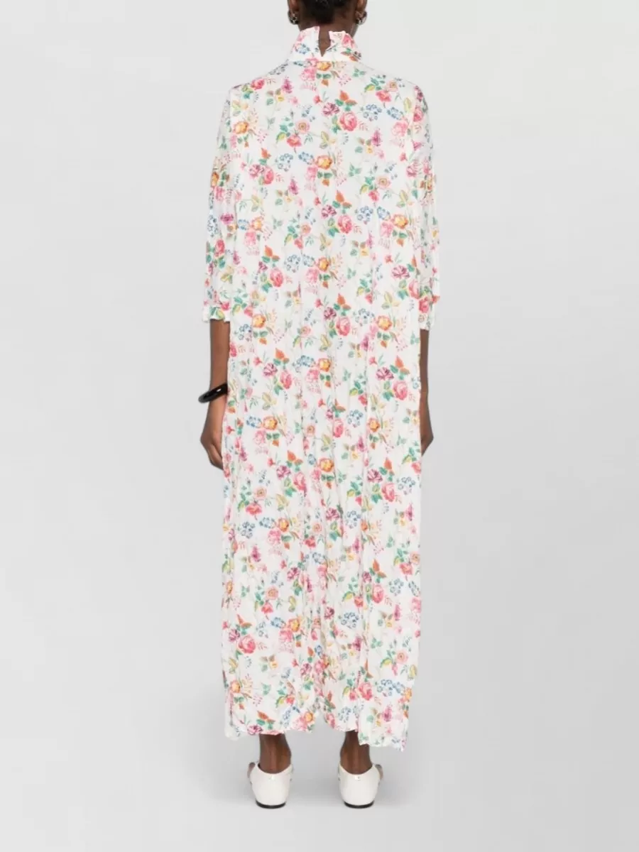Daniela Gregis Floral-Print Cotton Long-Sleeve Maxi Dress