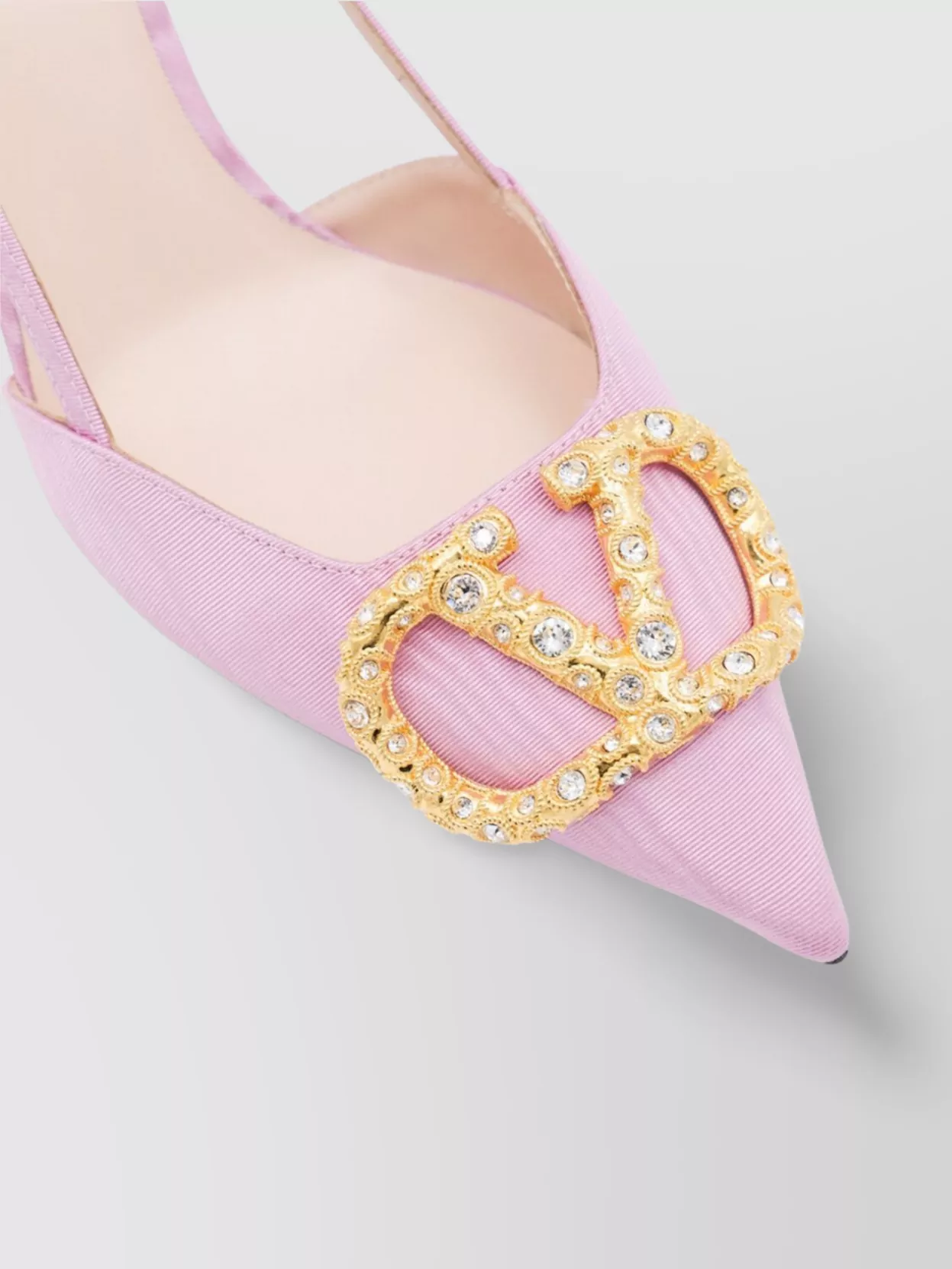 Valentino Vlogo Signature Slingback In Leather With Rhinestones