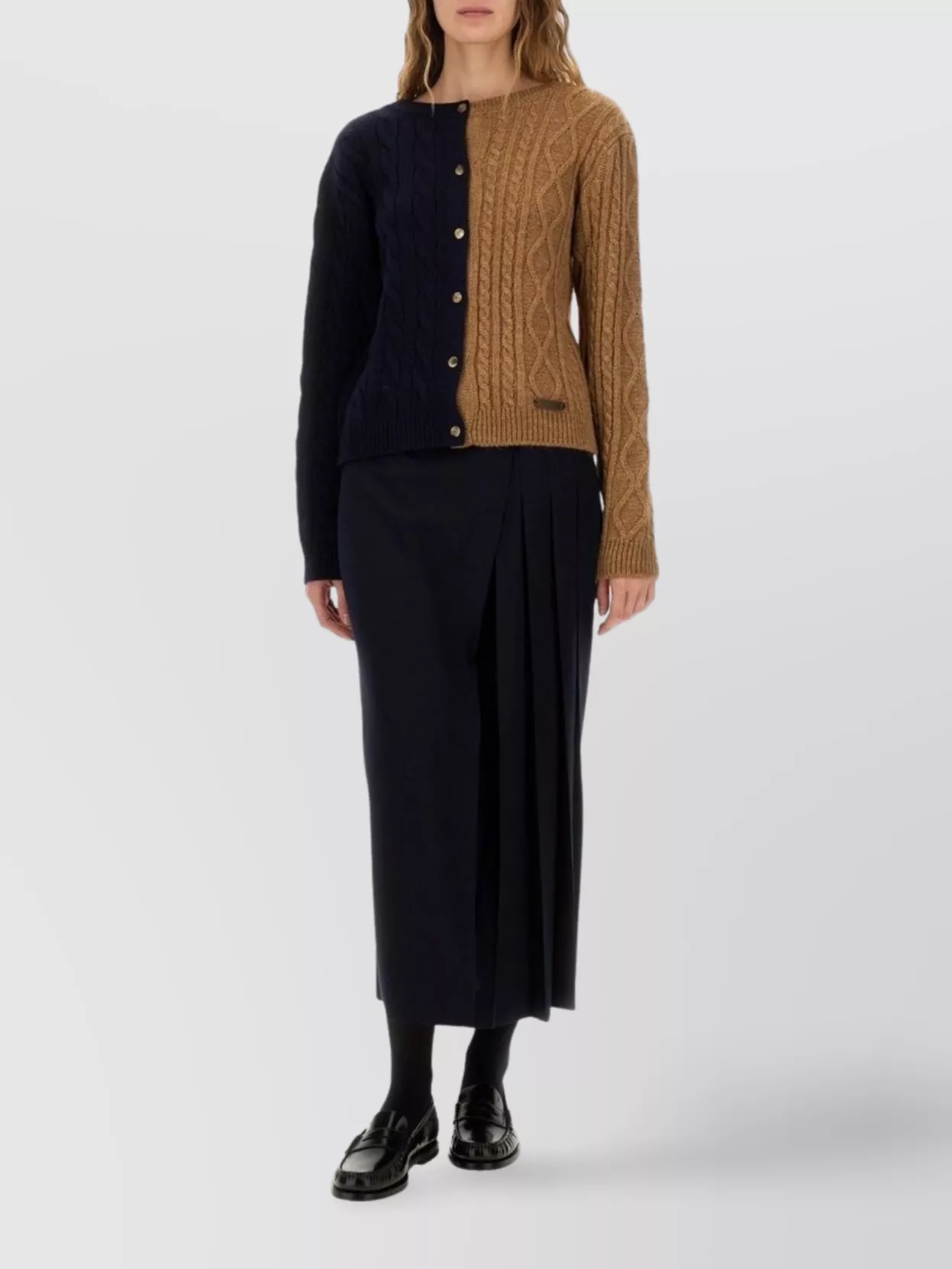 Moschino Cable Knit Long Sleeve V Back Sweater