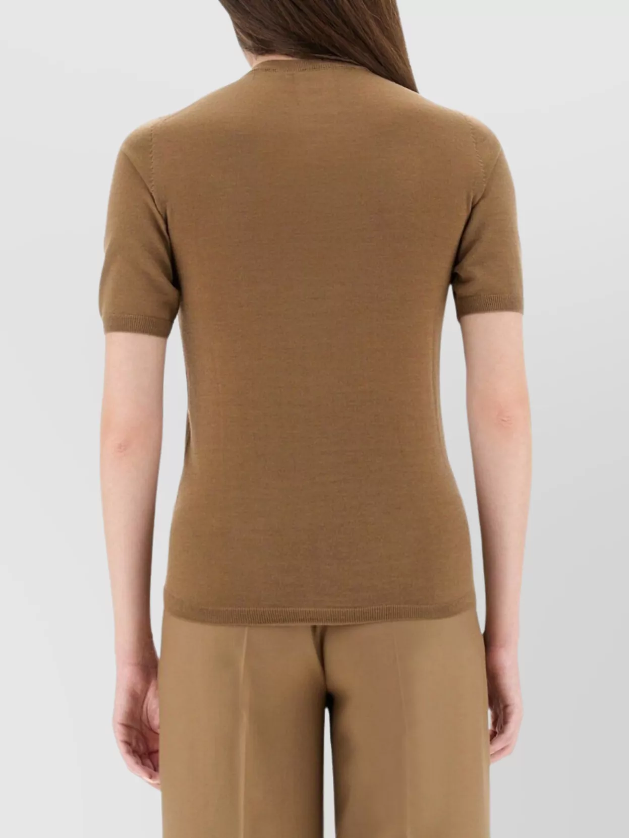 Max Mara Slim Fit Ribbed Knit Short Sleeve Top