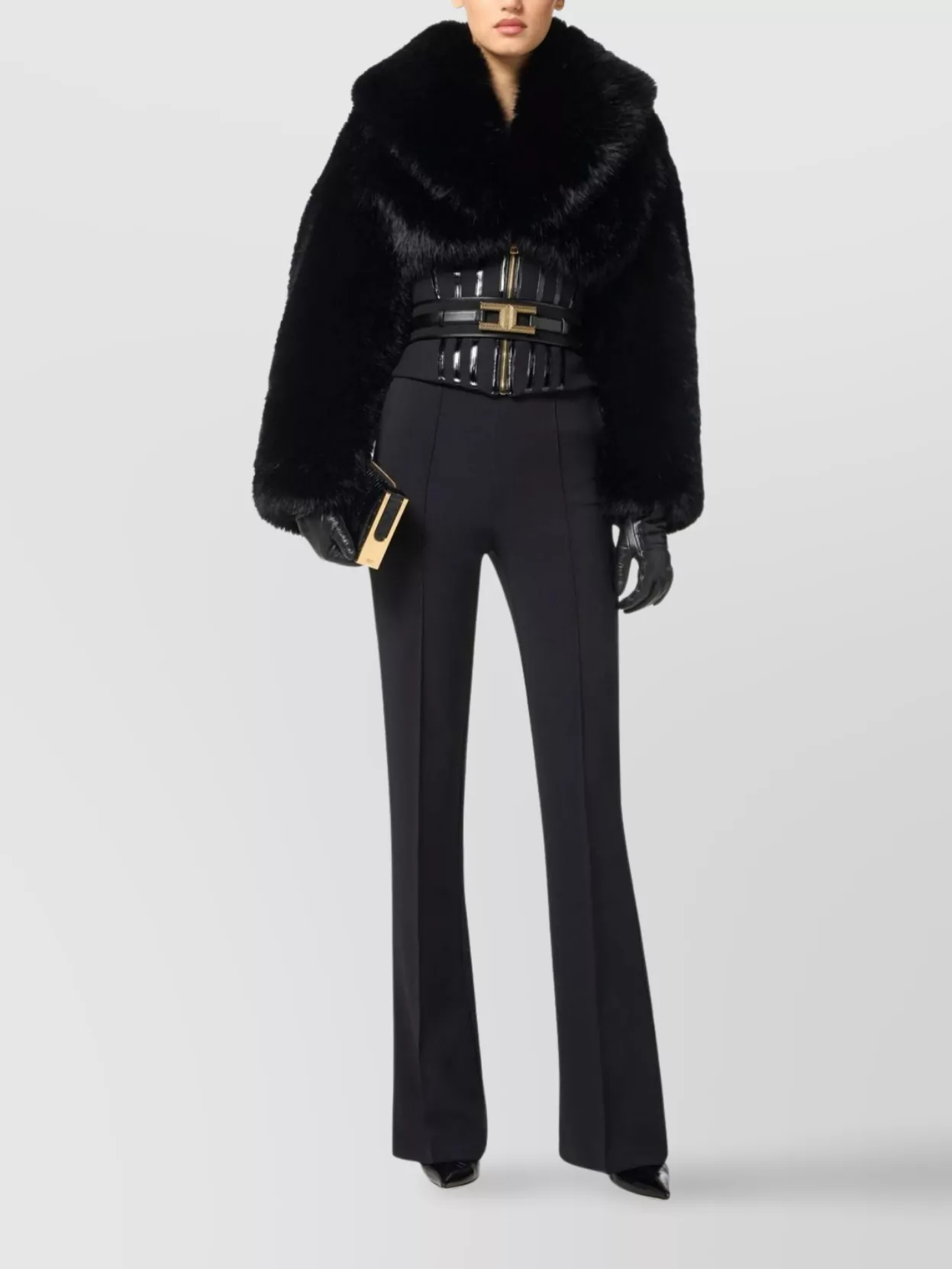 Elisabetta Franchi Flared Trousers With Front Crease And Hardware