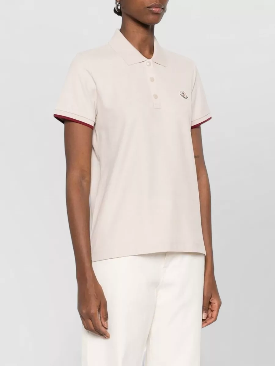 Moncler Logo Cotton Polo Shirt Contrast Collar