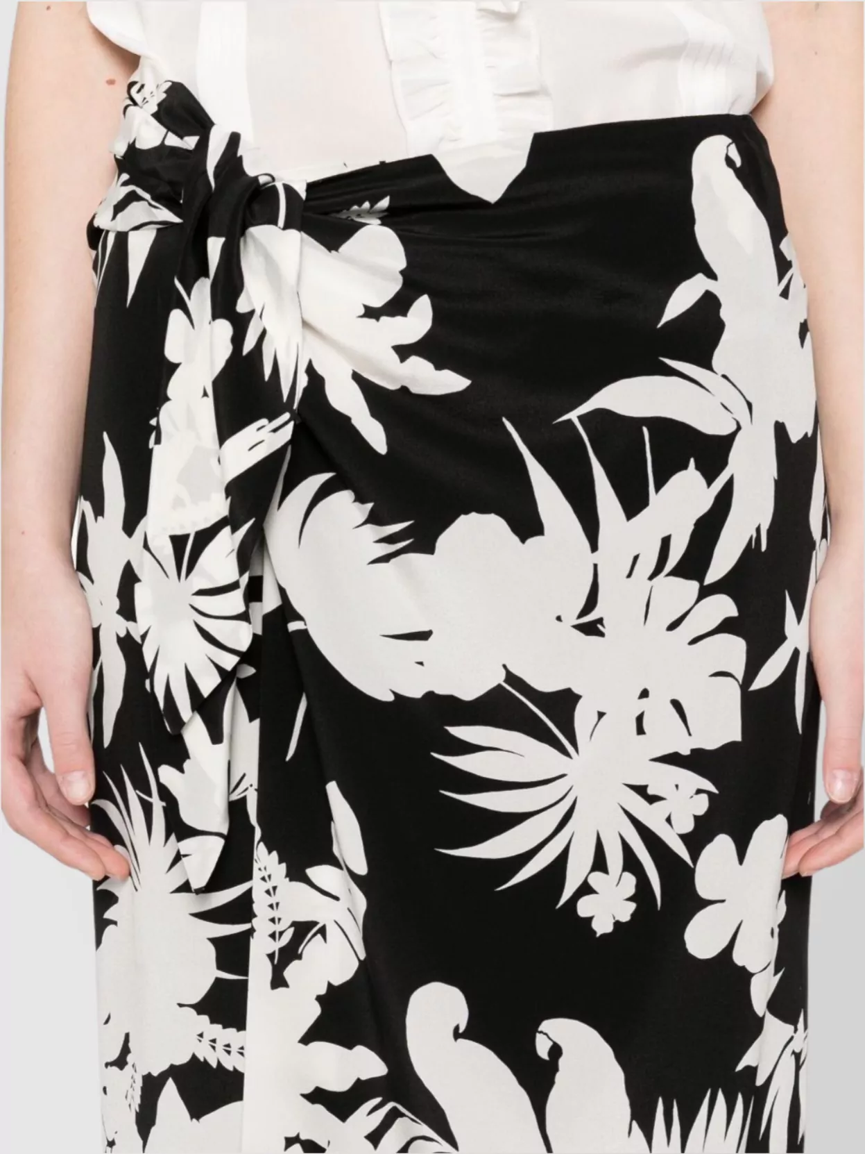 Max Mara High Waist Tropical Print Wrap Skirt