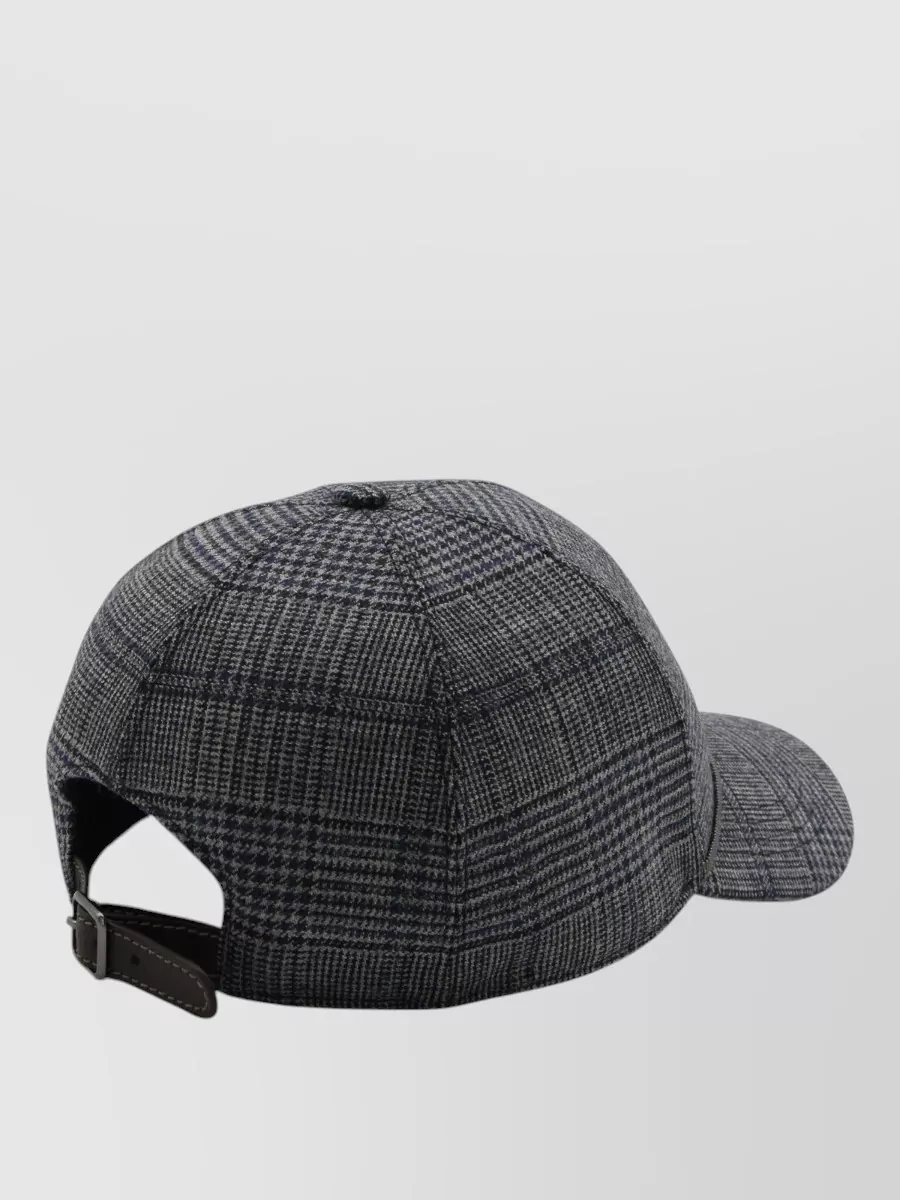 Brunello Cucinelli Checked Pattern Hat Curved Brim
