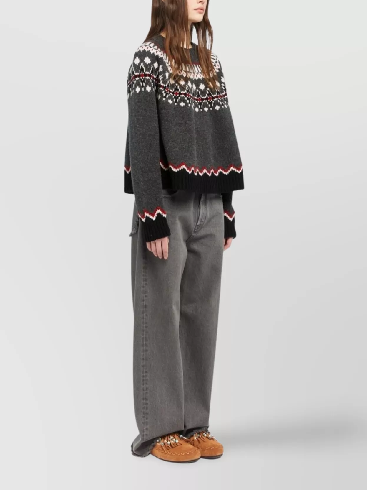 Alanui Sweet Winter Wool Crewneck Jumper In Gray