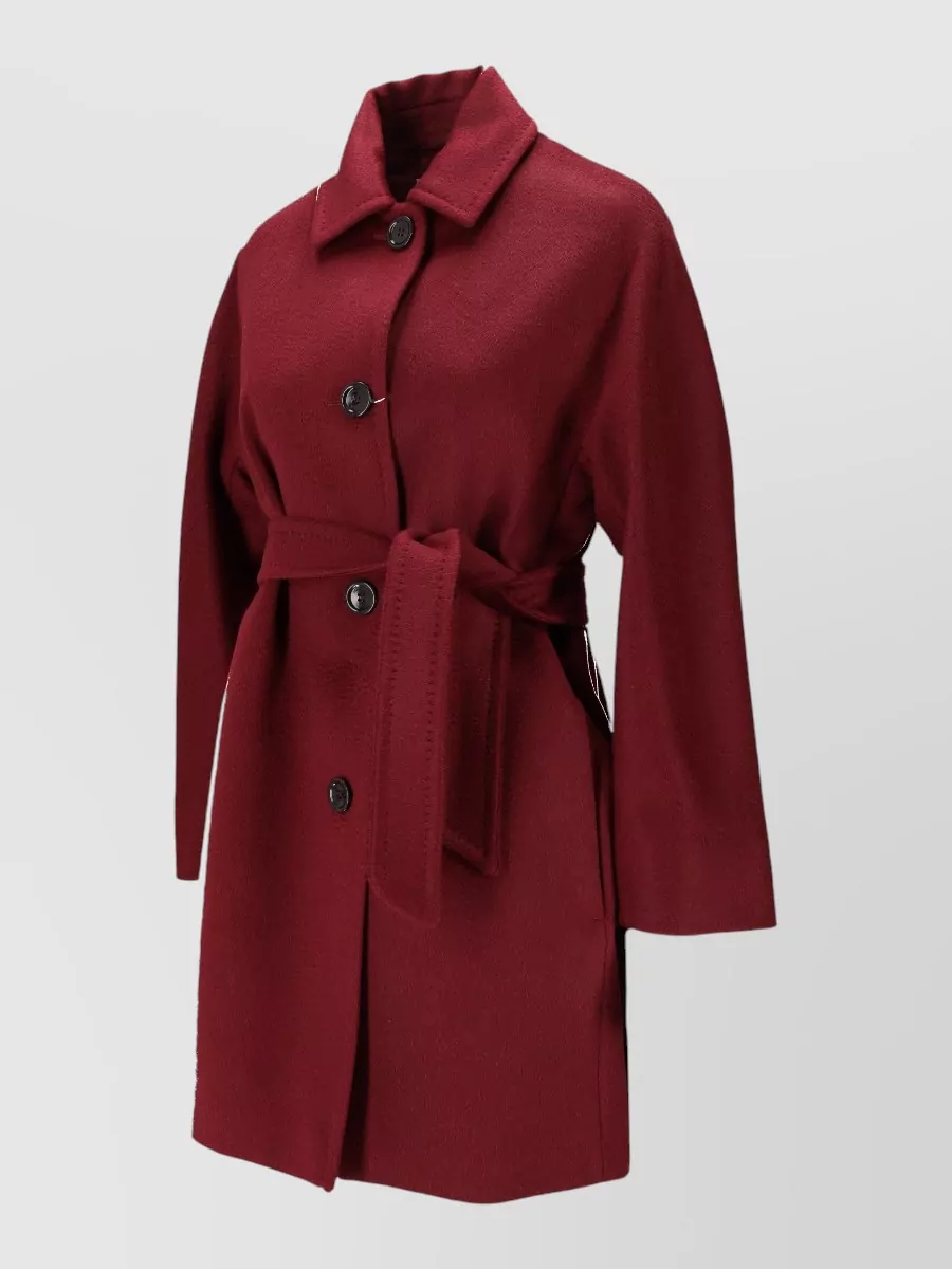 Max Mara Belted Coat Collared Neck Long Sleeves