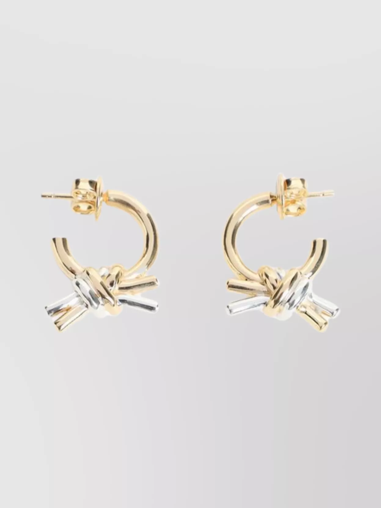 Bottega Veneta Intertwined Brass Hoop Earrings With Decorative Knot In Gold