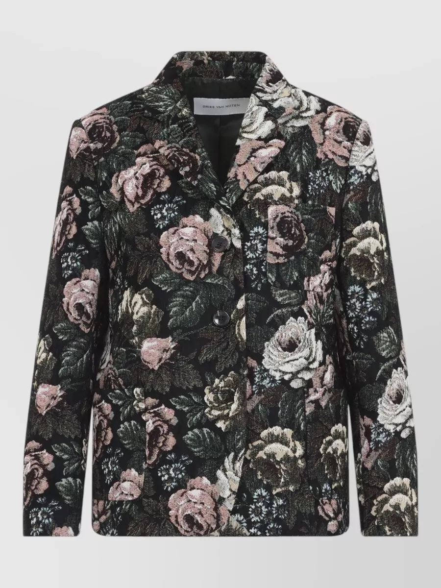 Dries Van Noten jacquard single breasted coat