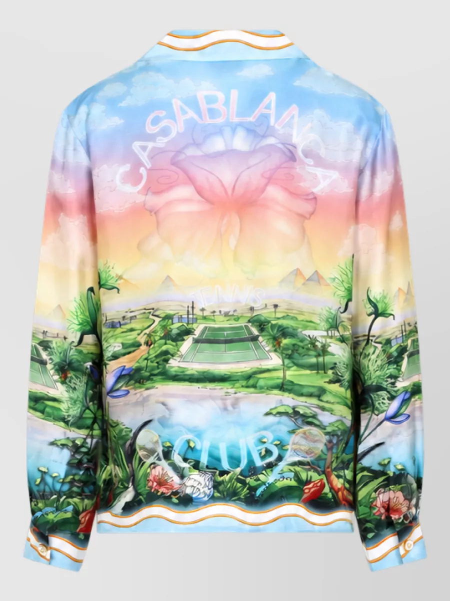 Casablanca Silk printed cuban collar long-sleeve shirt