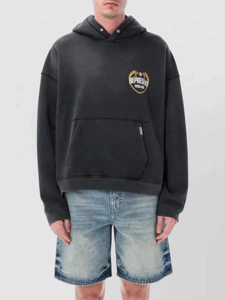 Represent cotton printed relaxed-fit hoodie