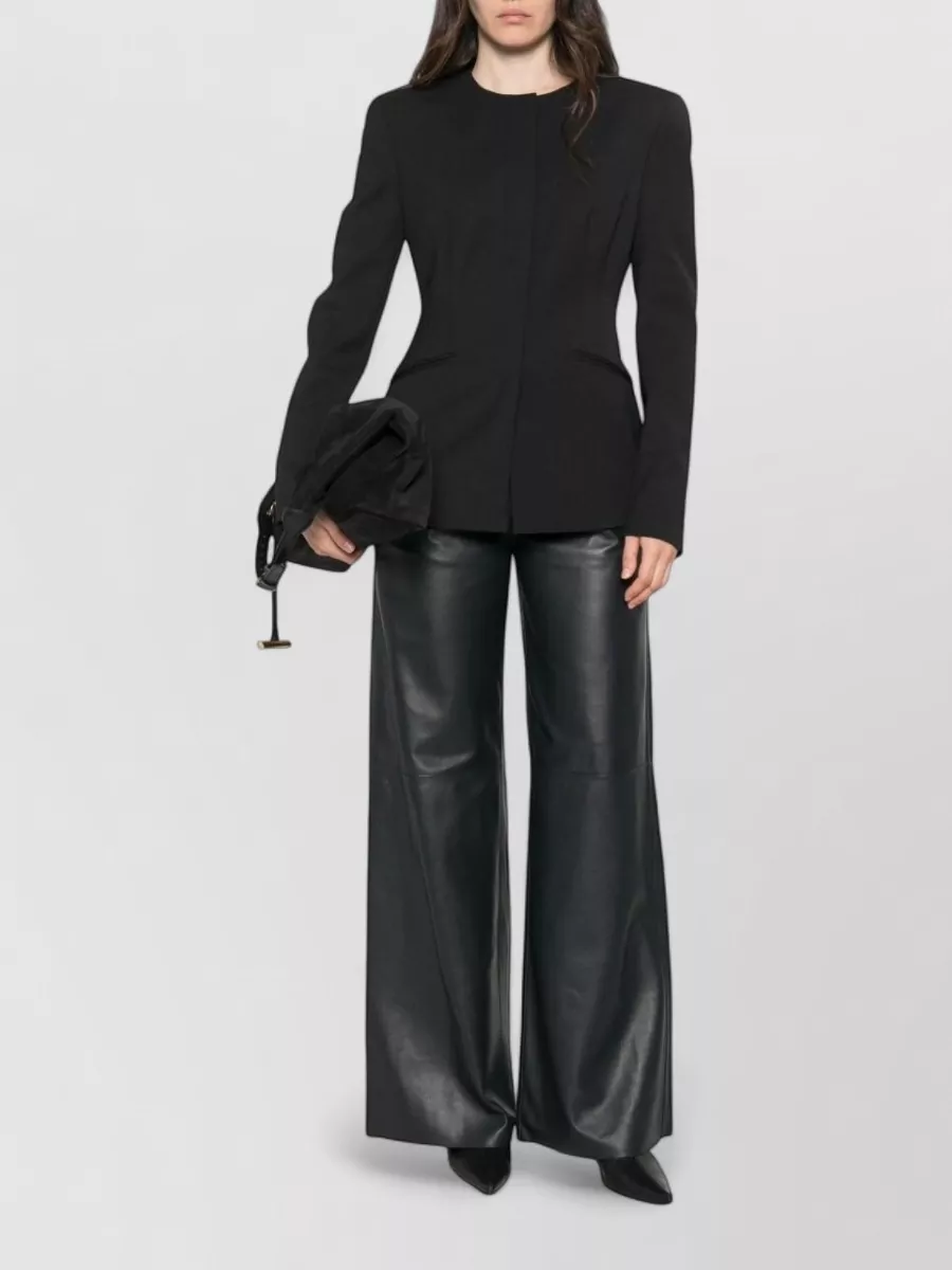 Forte Forte Leather High-Rise Paneled Wide-Leg Trousers