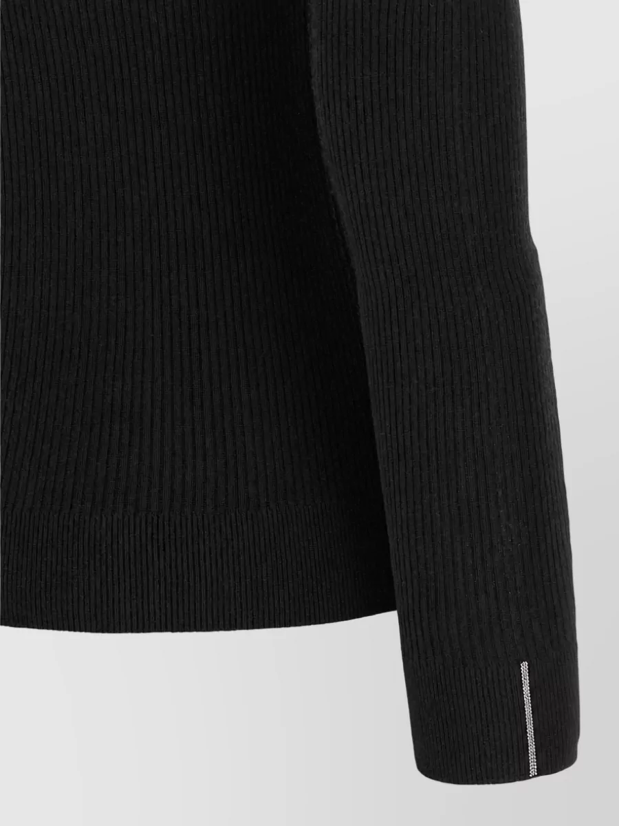 Peserico Virgin Wool Ribbed Mock Neck Sweater