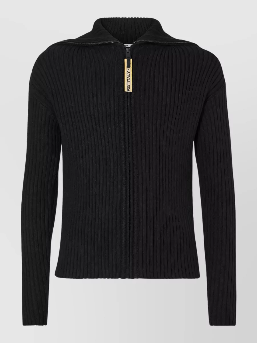Fendi ribbed wool turtleneck zip cardigan