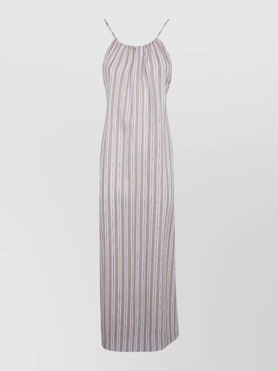 Semicouture Striped linen midi dress