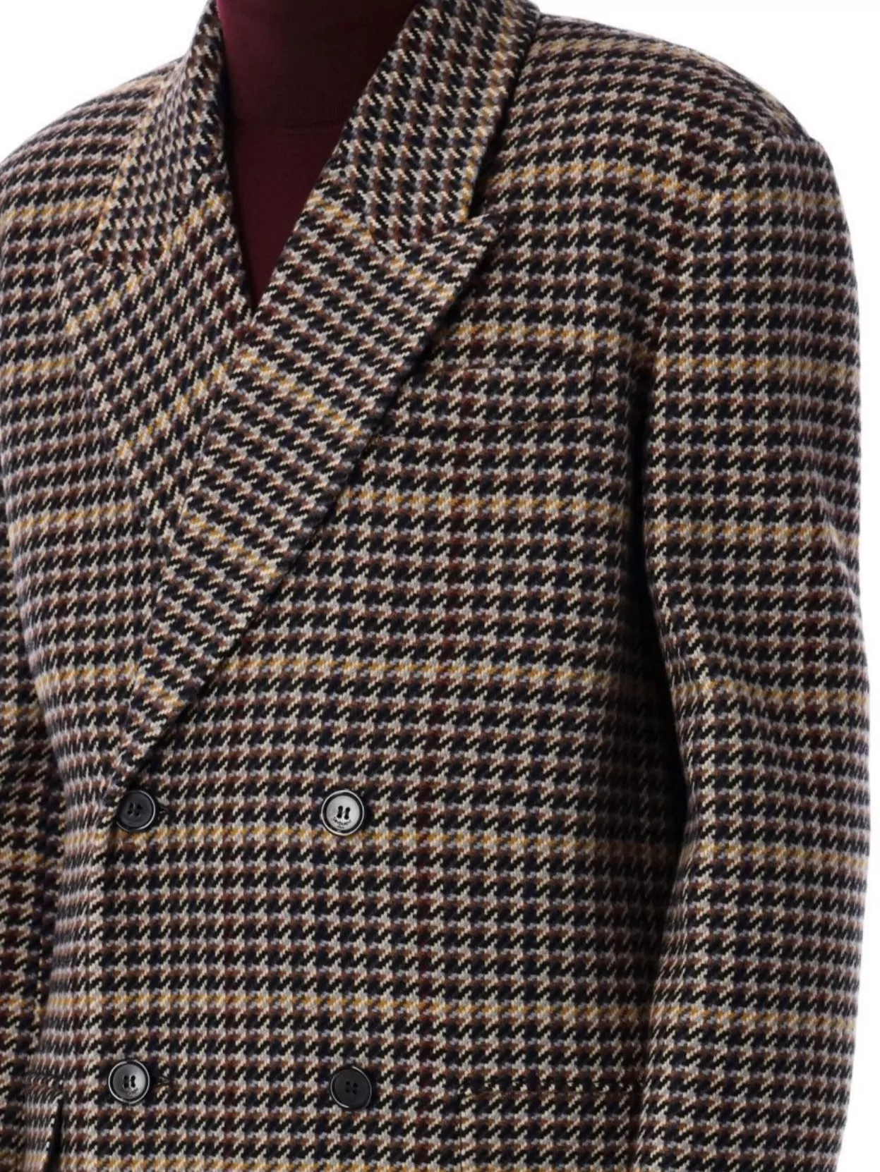 Saint Laurent Tailored Wool Check Coat