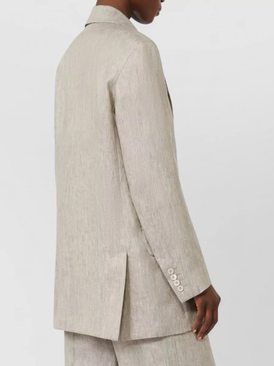 Max Mara Linen Double-Breasted Chevron Blazer