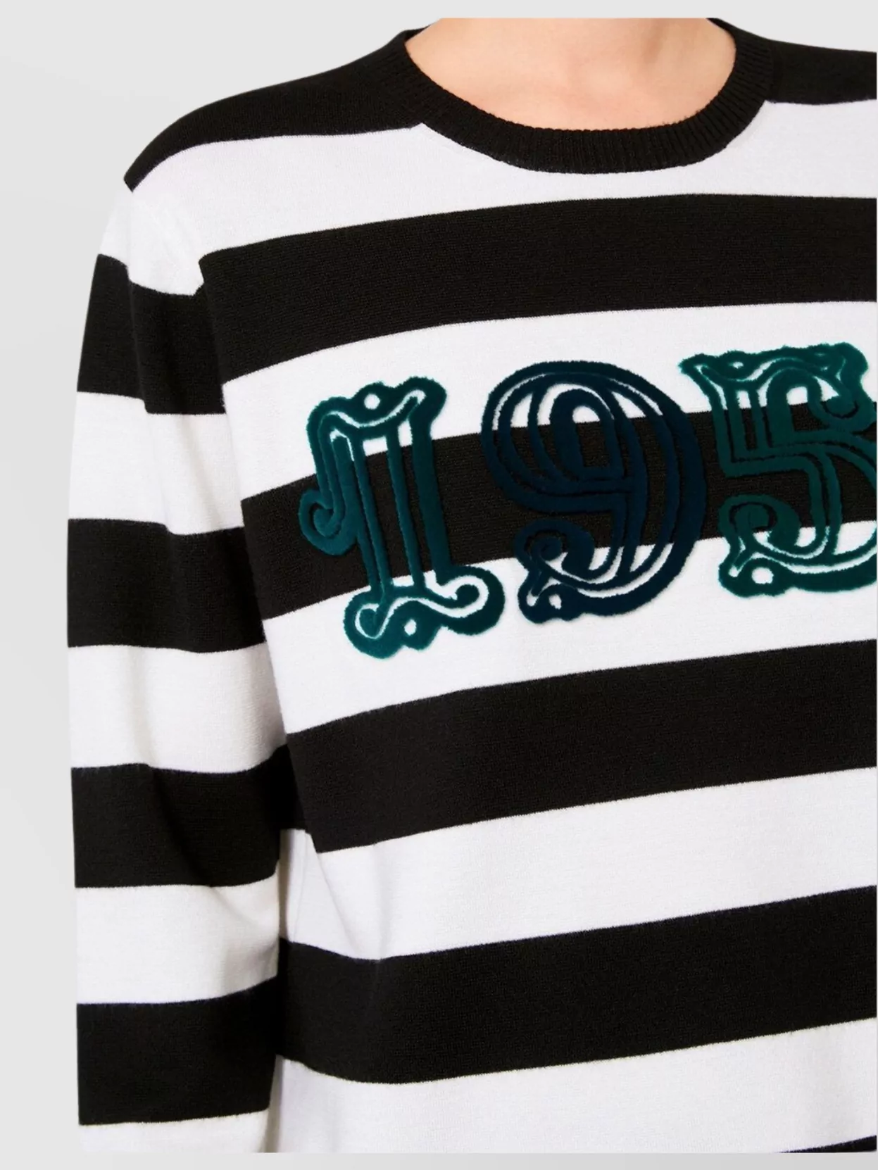 Max Mara 1951 Striped Wool Sweater Embroidery