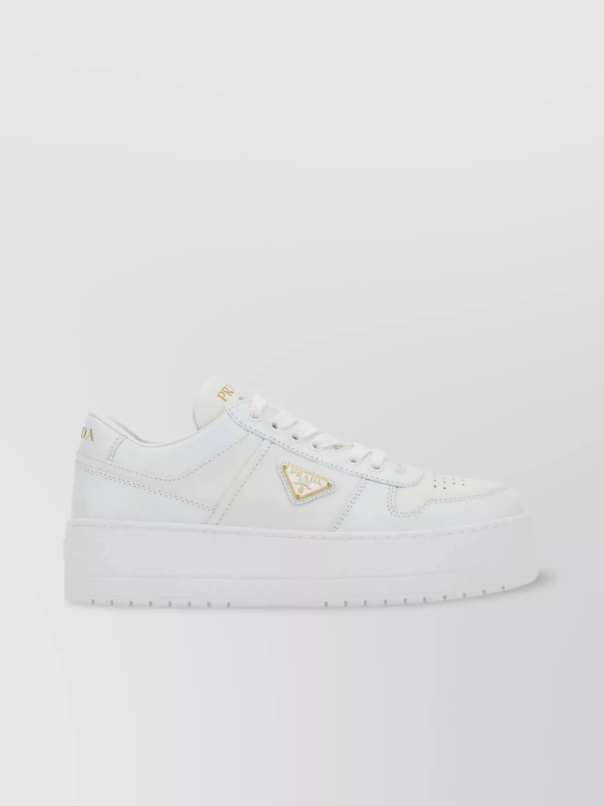 Prada Leather Sneakers Downtown Platform Sole In Neutral