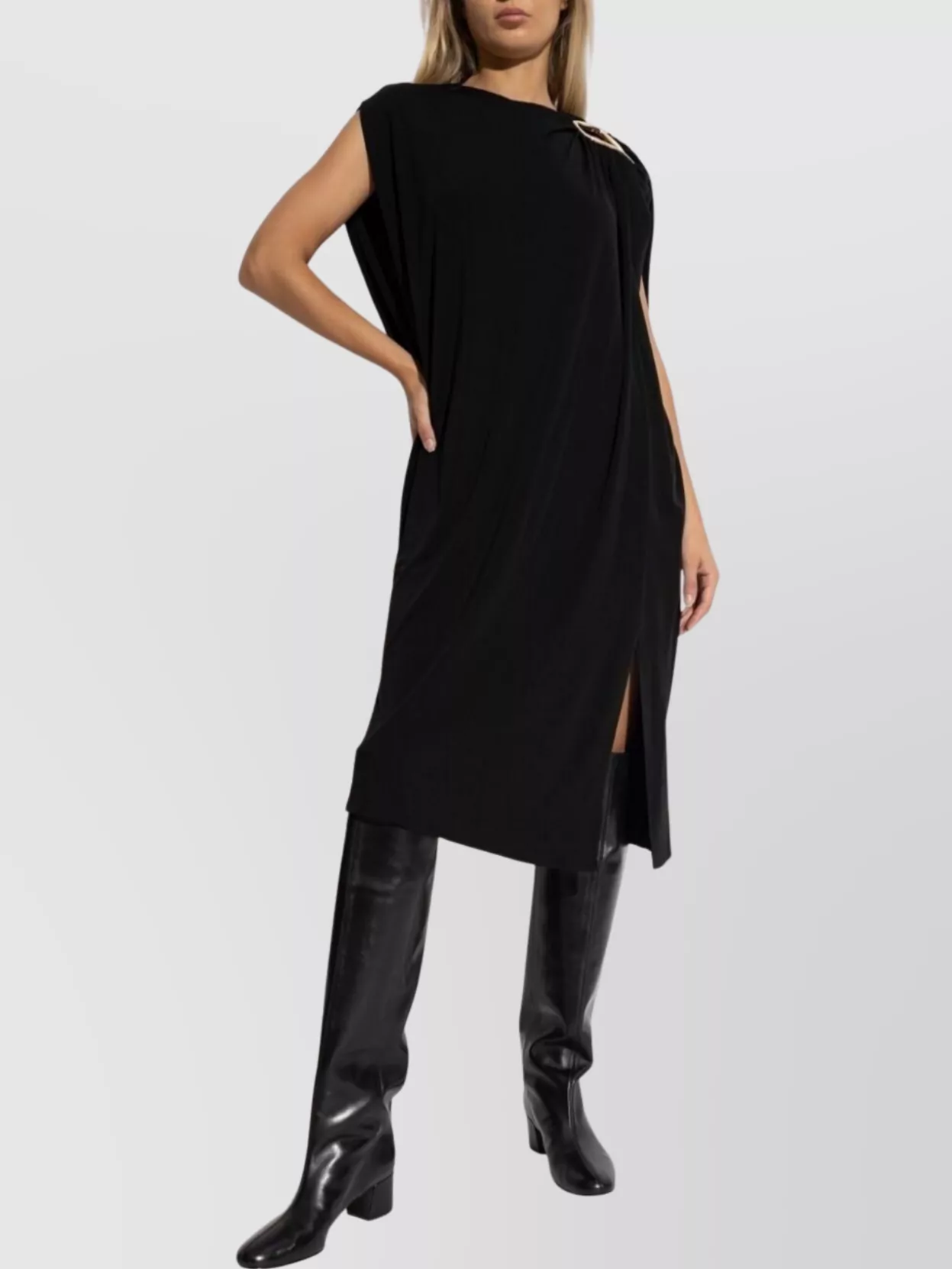 Lanvin Draped Shoulder Cut-Out Dress