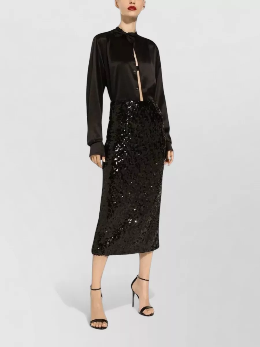 Dolce&Gabbana Sequined Midi Skirt Back Slit Pencil